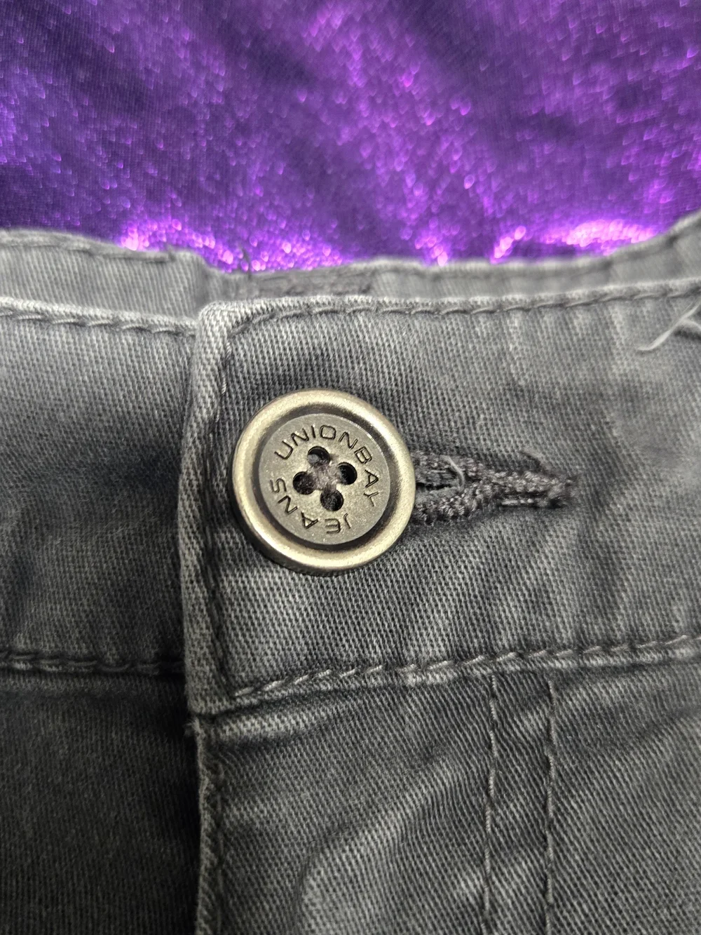 UNIONBAY Gray Scalloped-Hem Denim Shorts